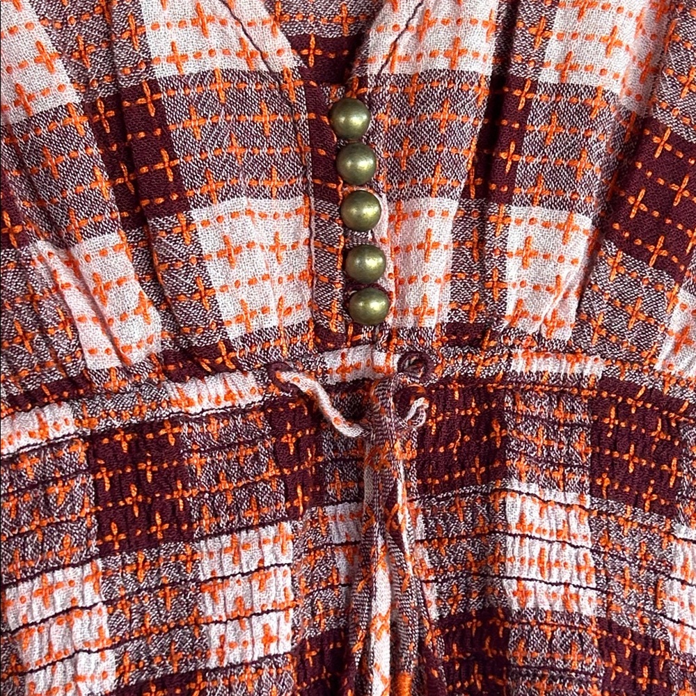 Anthropologie Burgundy and Cream Plaid Blouse - Picture 8 of 8